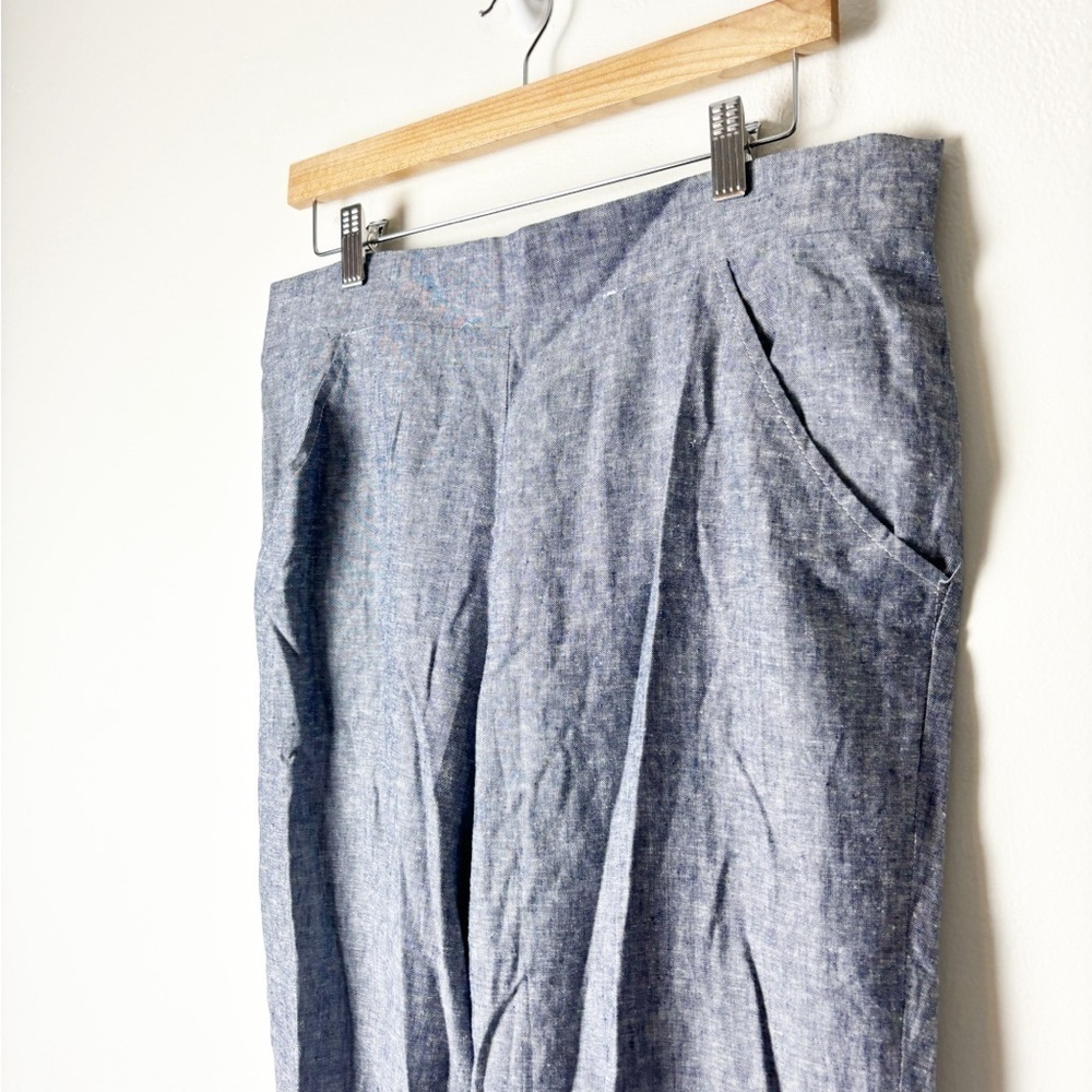CASSMODE NEW YORK • Women’s Heather Blue Linen Blend Lagenlook Tapered Leg Pants - Picture 3 of 5